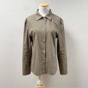 JIL SANDER Lightweight Cotton Poplin Blouson Jacket Sage Green Women's M, IT 42